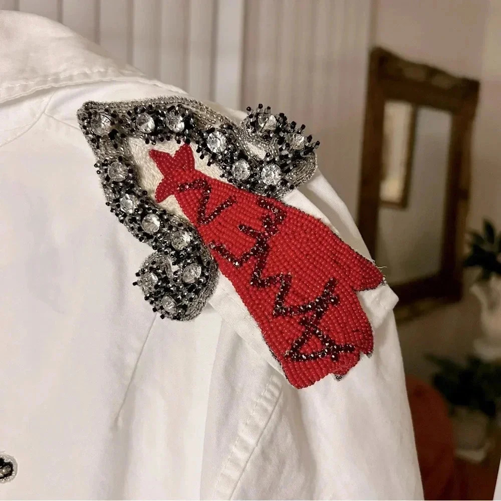 Amen Embellished Trench Coat - Italian Celebrity Favorite! NWT - Picture 11 of 12